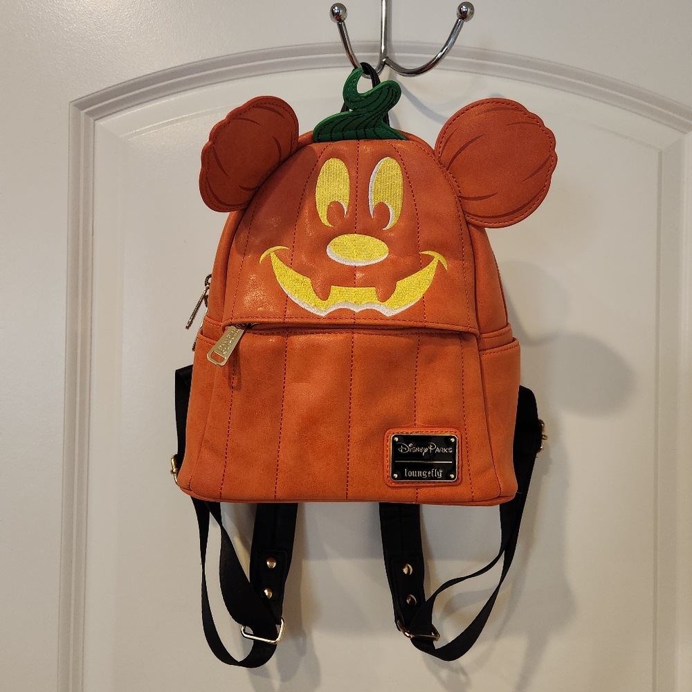 Disney Parks Retired Mickey Pumpkin Halloween Loungefly Backpack